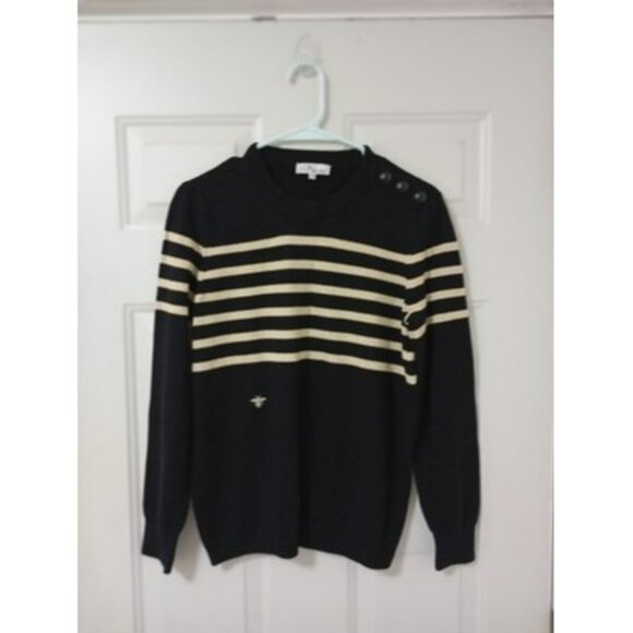 D Uniforms Dior Ladies Wool Crewneck striped golden Sweater Pullover Size M - Picture 1 of 12
